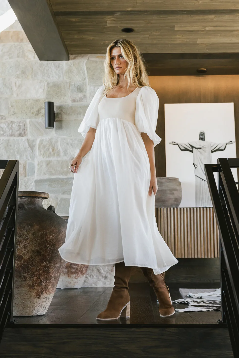 Juliet Puff Sleeve Dress in Natural sold by bohme product image thumbnail 2