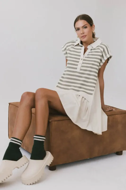 Evan Collared Mini Dress in Olive - FINAL SALE sold by bohme