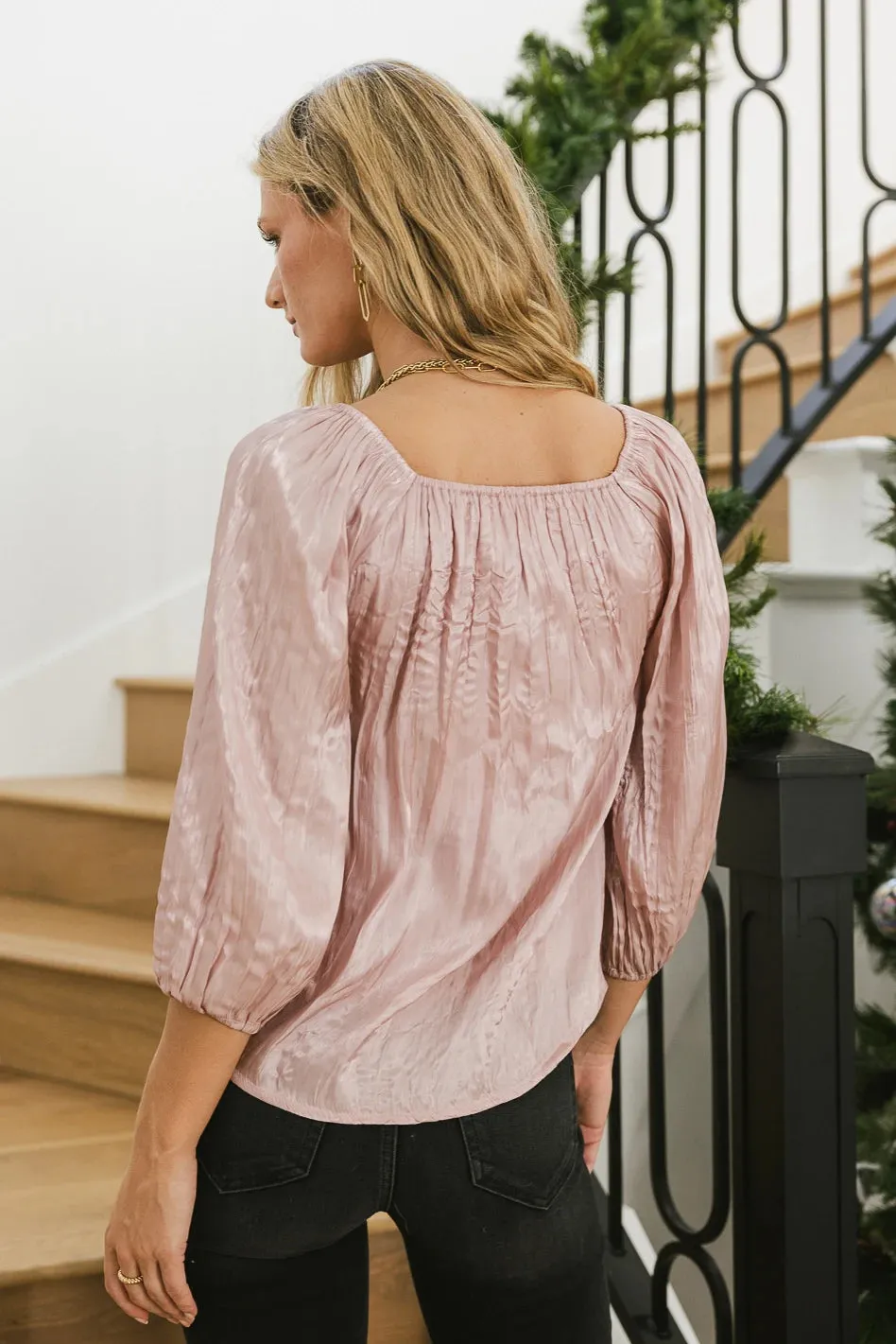 Stevie Plisse Blouse in Blush - FINAL SALE sold by bohme product image thumbnail 4