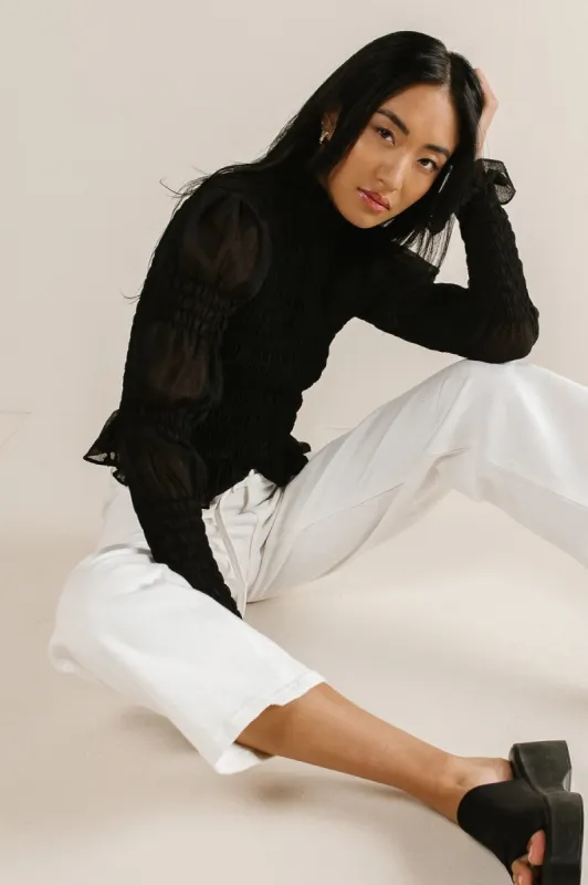 Evie Smocked Blouse in Black - FINAL SALE sold by bohme