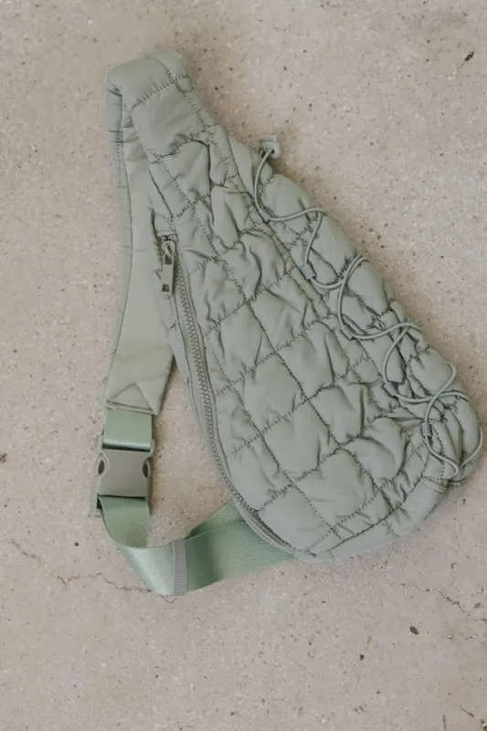 Aliyah Quilted Sling Bag in Sage sold by bohme