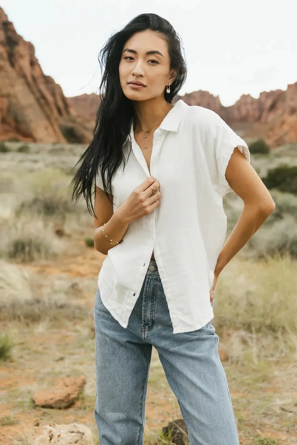 Avayah Button Up in White - FINAL SALE sold by bohme product image thumbnail 2