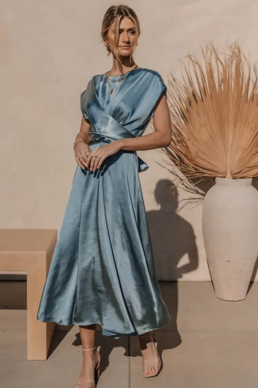 Rosalind Midi Dress in Blue sold by bohme