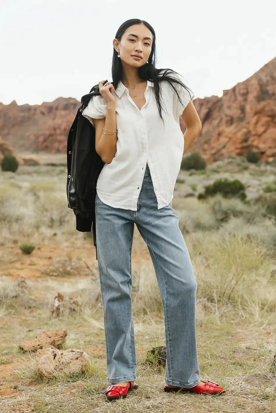 Avayah Button Up in White - FINAL SALE sold by bohme