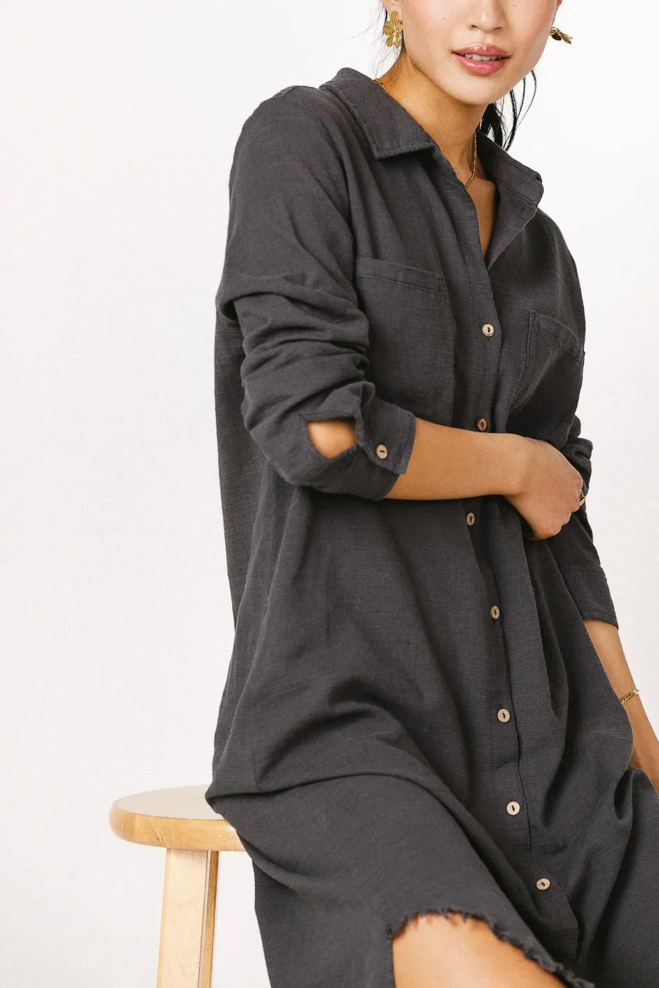 Winnie Button Up Dress in Charcoal - FINAL SALE sold by bohme product image thumbnail 2