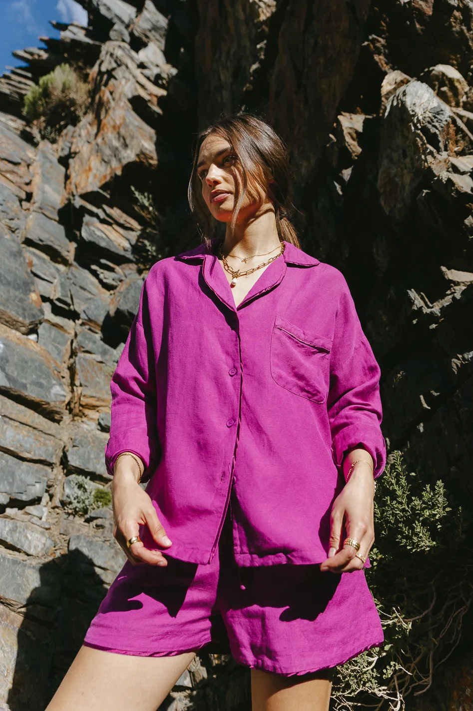 Jasmine Button Up in Magenta - FINAL SALE sold by bohme product image thumbnail 3