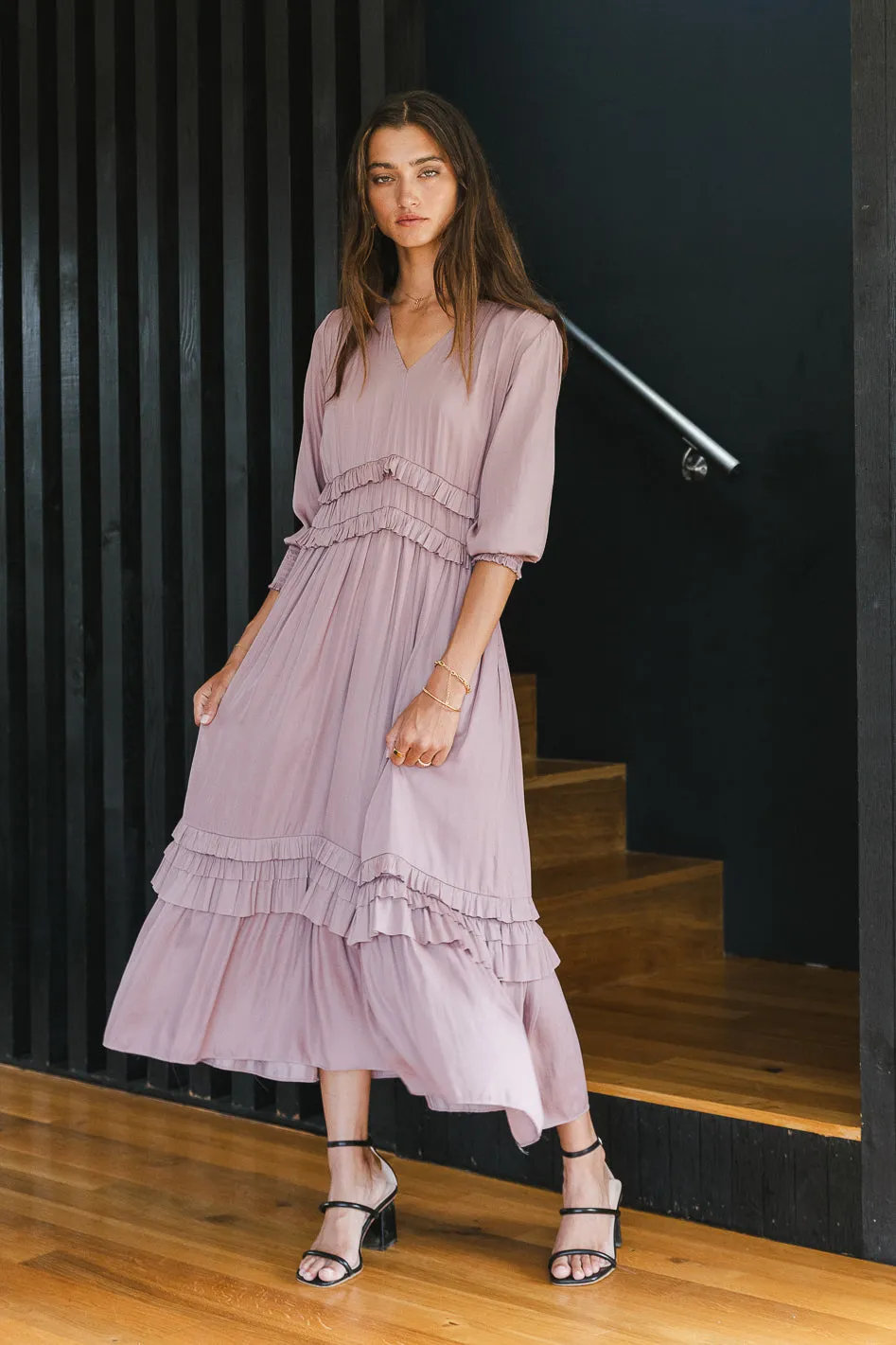Willa Sleeved Ruffle Dress in Lavender sold by bohme product image thumbnail 3