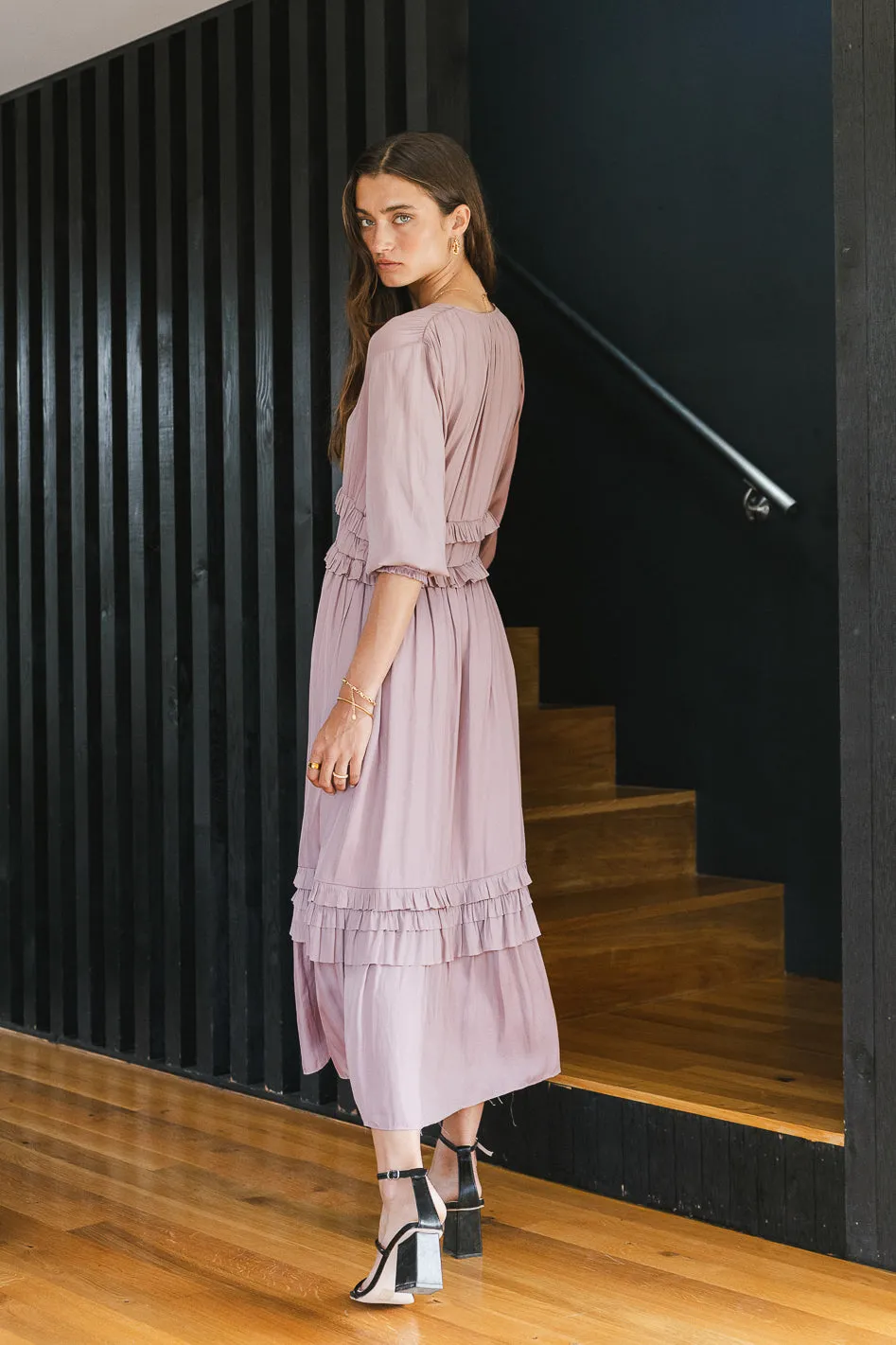 Willa Sleeved Ruffle Dress in Lavender sold by bohme product image thumbnail 4