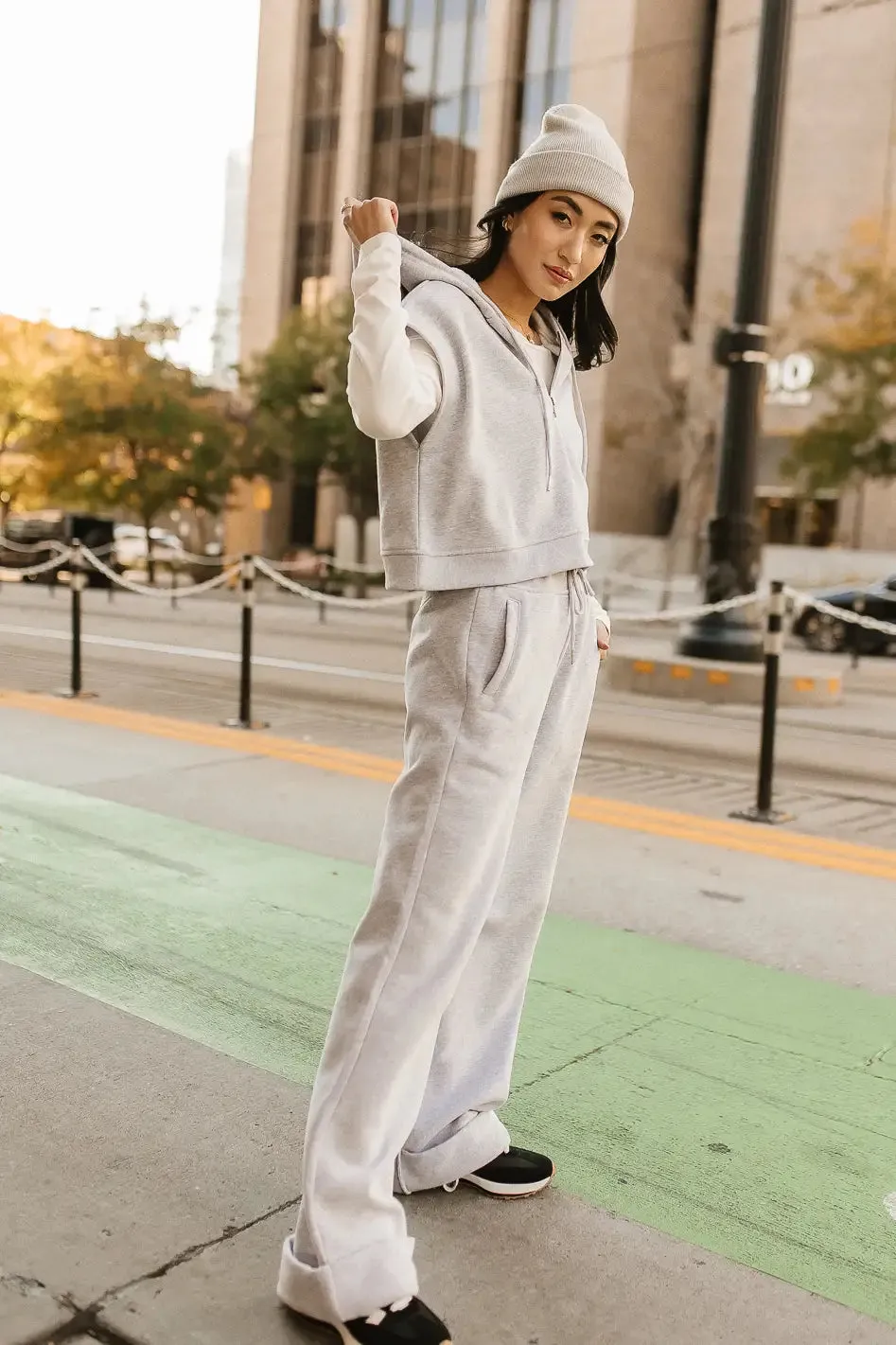 Amy Cropped Sleeveless Hoodie in Grey - FINAL SALE sold by bohme product image thumbnail 2