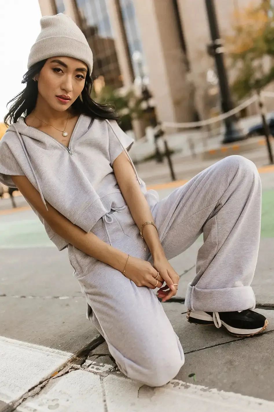 Amy Cropped Sleeveless Hoodie in Grey - FINAL SALE sold by bohme