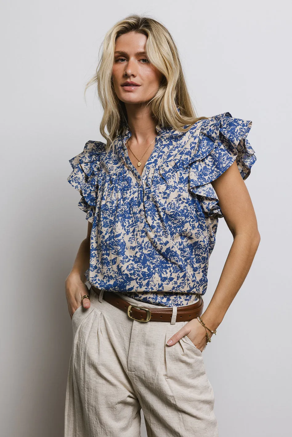 Floral Flutter Sleeve Blouse - FINAL SALE sold by bohme product image thumbnail 3