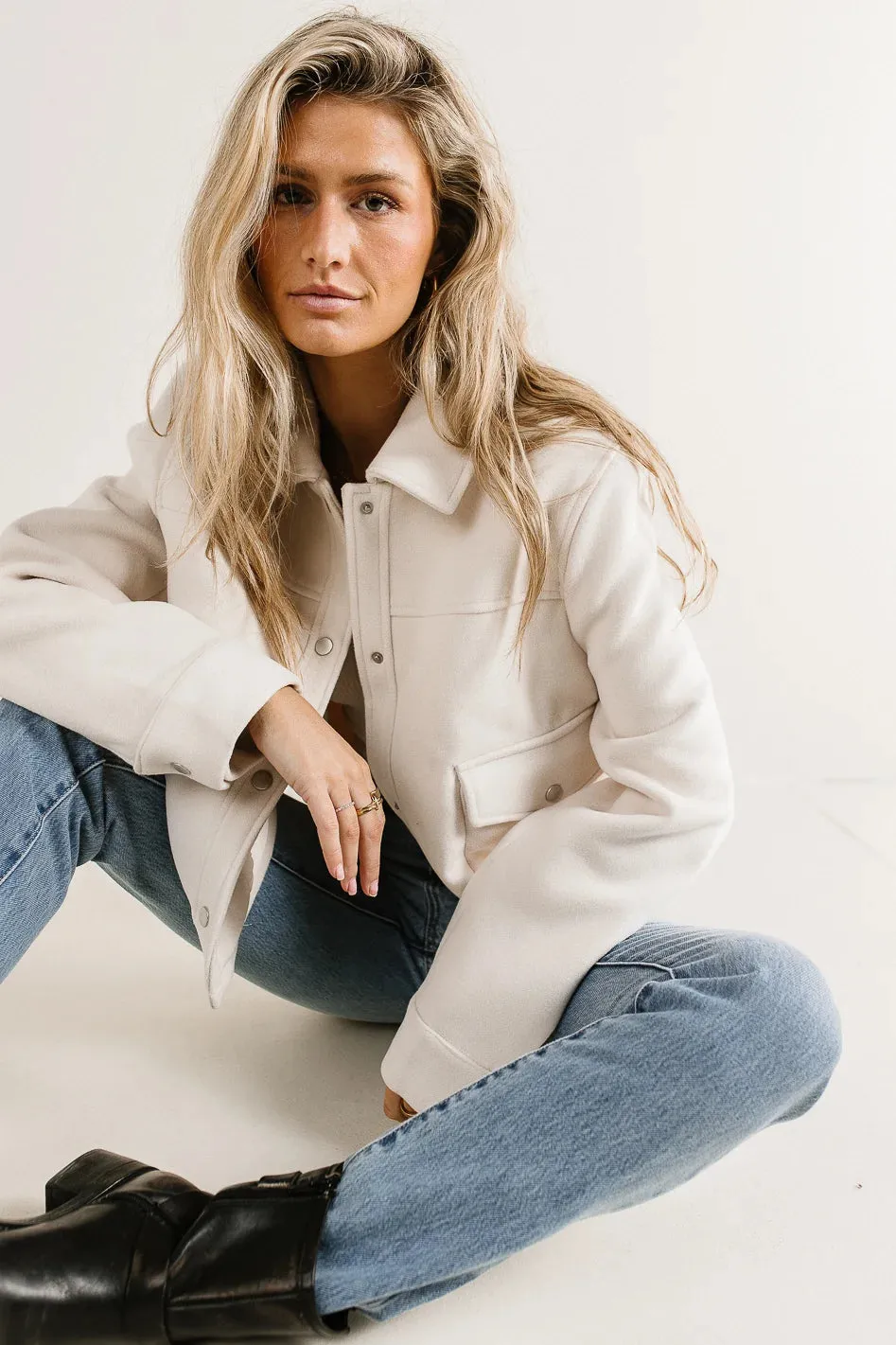 Nina Wool Blend Jacket in Cream - FINAL SALE sold by bohme product image thumbnail 3