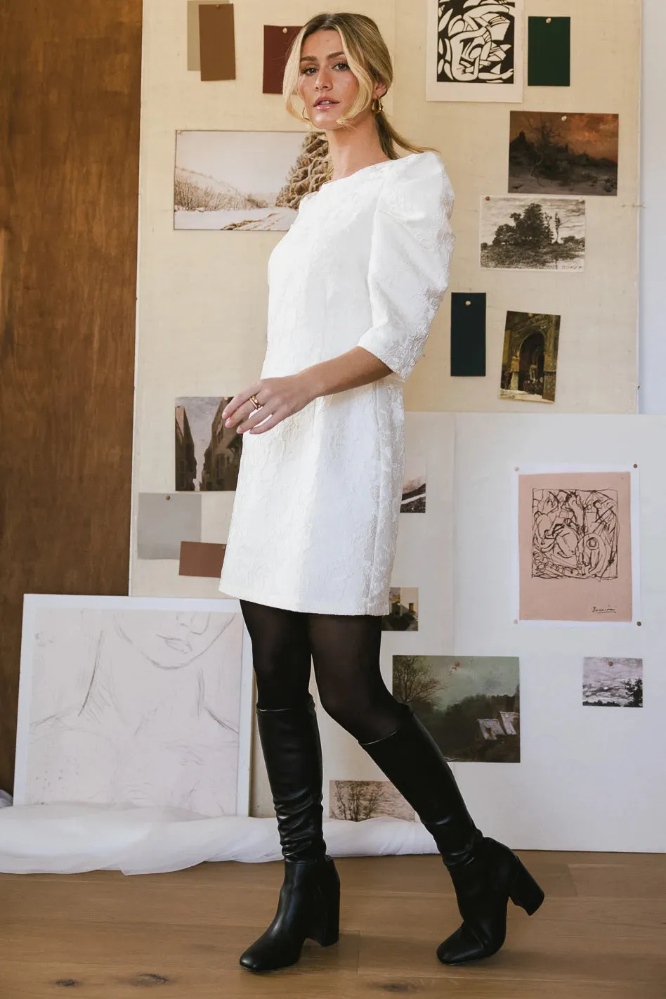 Kaylee Brocade Dress in Cream - FINAL SALE sold by bohme product image thumbnail 2