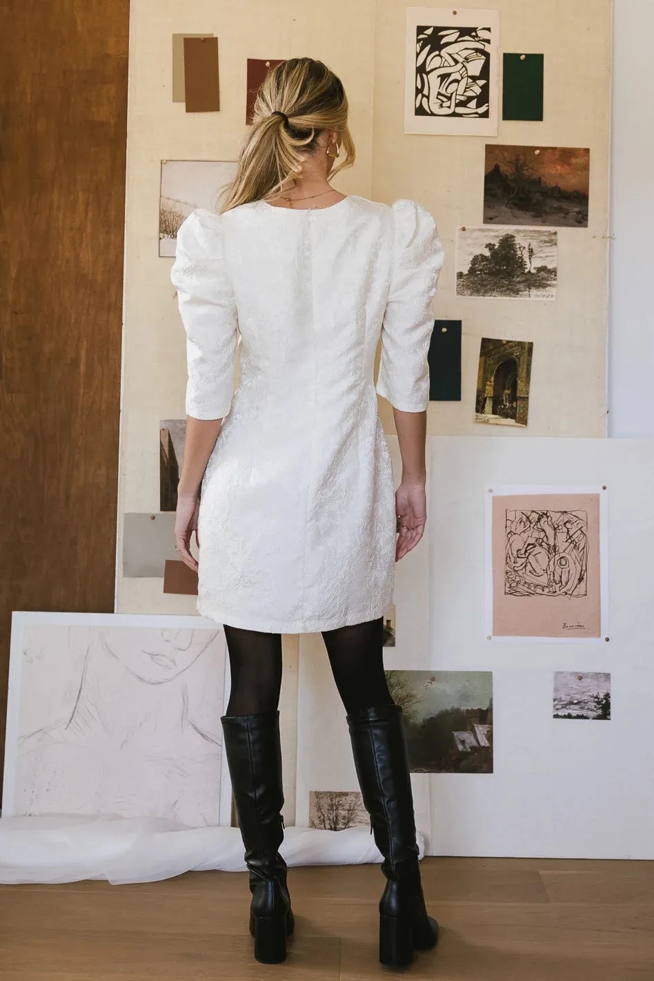 Kaylee Brocade Dress in Cream - FINAL SALE sold by bohme product image thumbnail 3