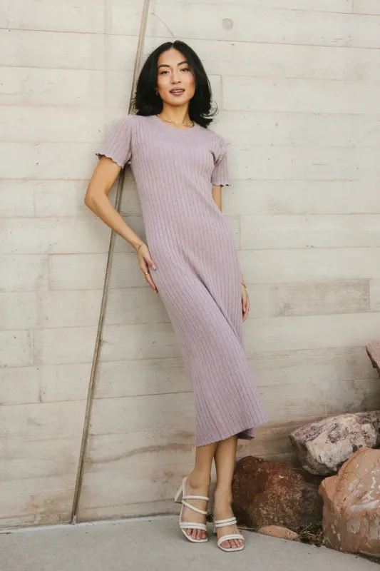 Emmie Ribbed Midi Dress in Lavender - FINAL SALE sold by bohme