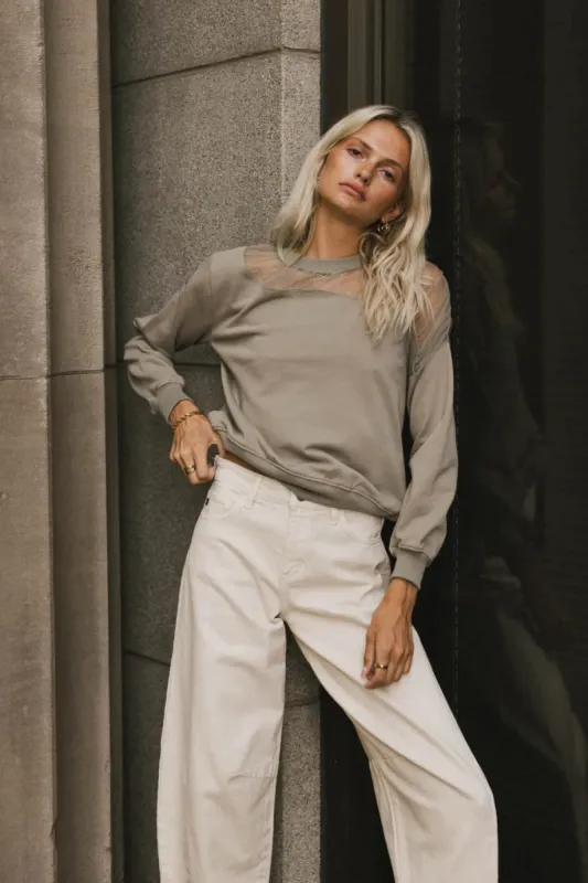 Sandry Tulle Crewneck in Olive - FINAL SALE sold by bohme