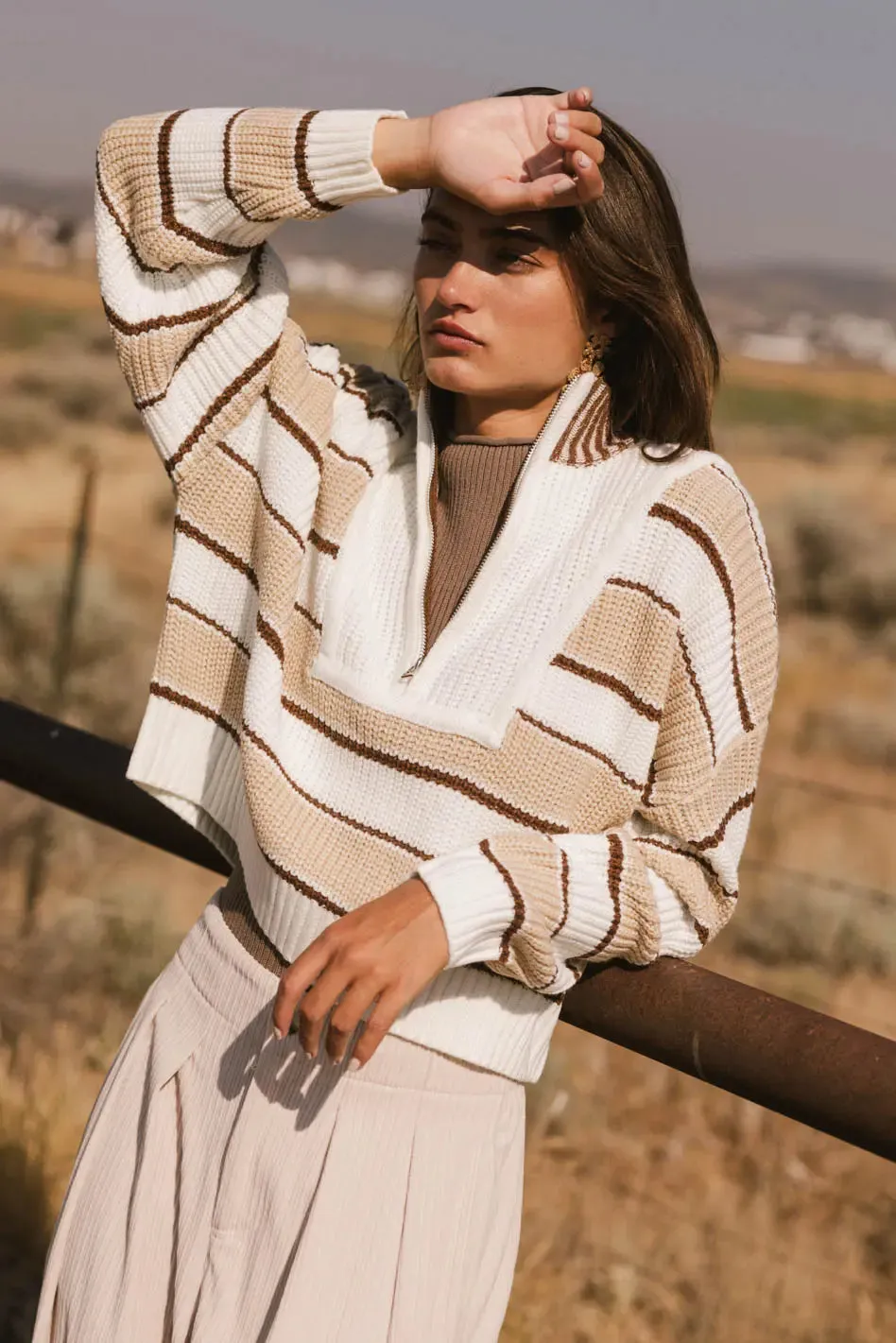 Kandy Half Zip Sweater in Ecru - FINAL SALE sold by bohme product image thumbnail 2