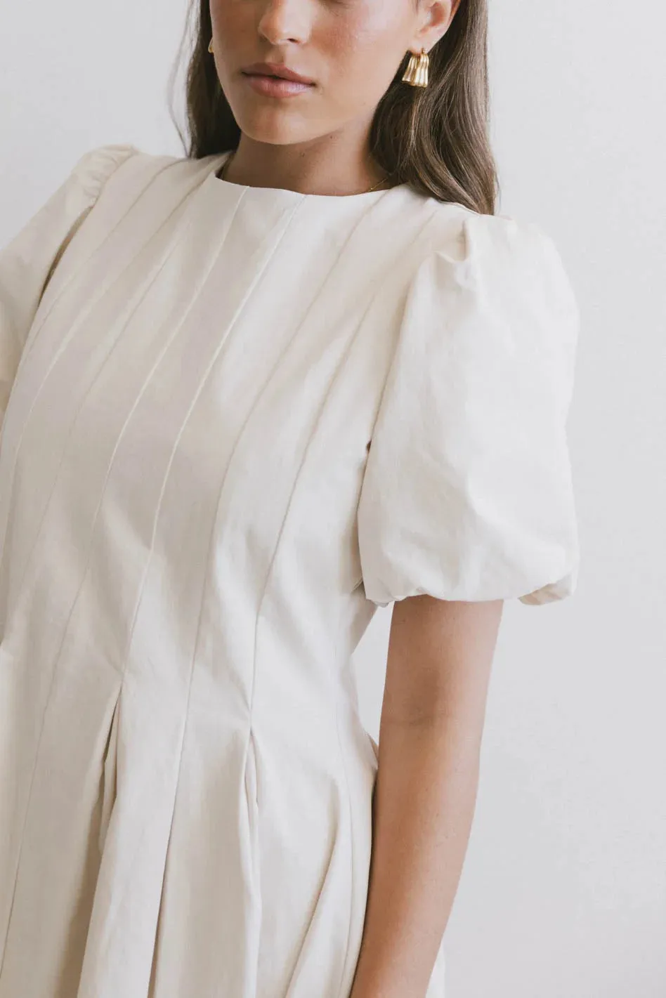 Eliana Pleated Midi Dress in Cream - FINAL SALE sold by bohme product image thumbnail 3