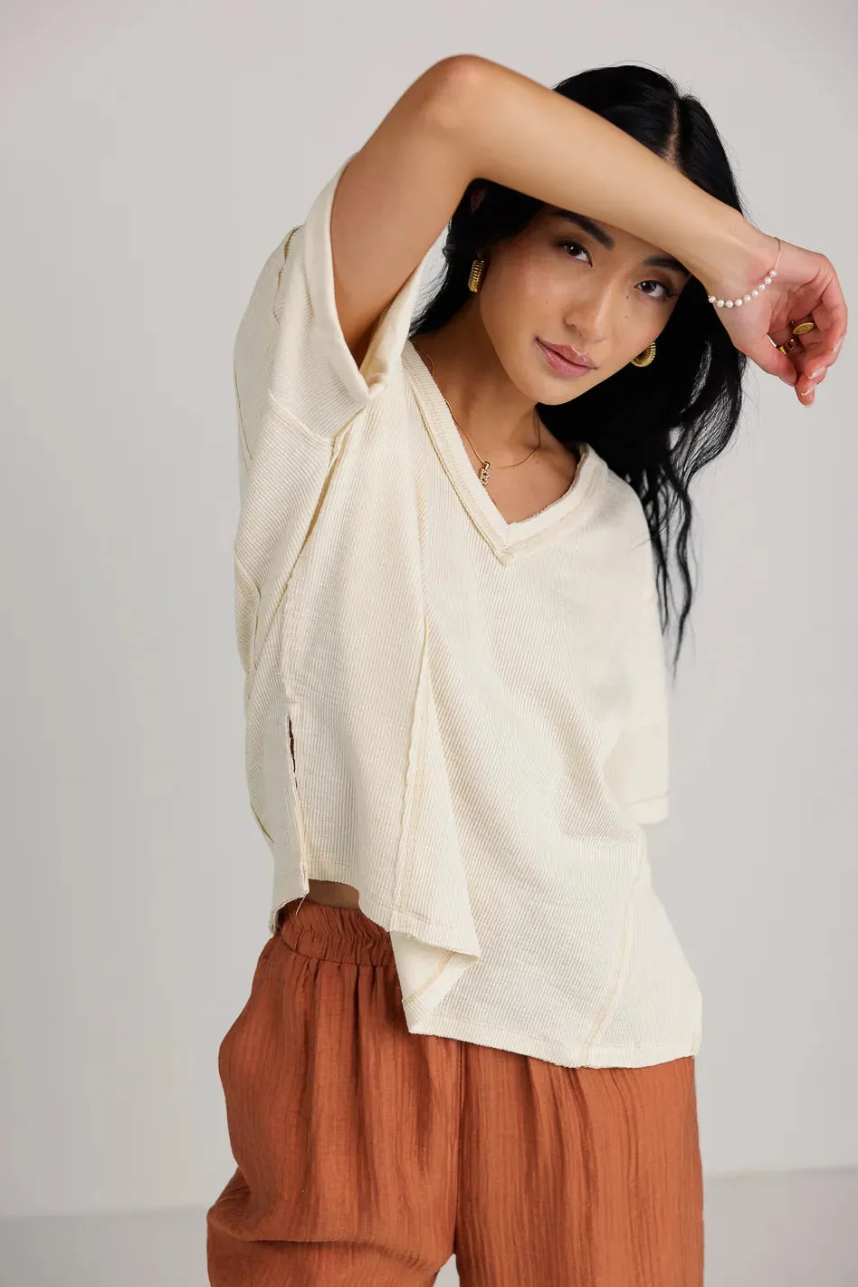 Leah V-Neck Knit Top - FINAL SALE sold by bohme product image thumbnail 2