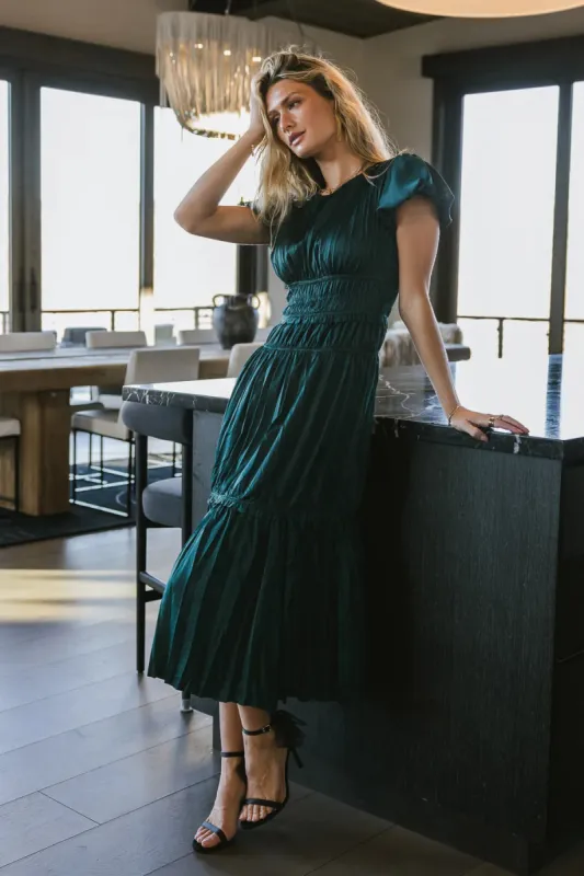 Julianne Pleated Dress in Teal - FINAL SALE sold by bohme