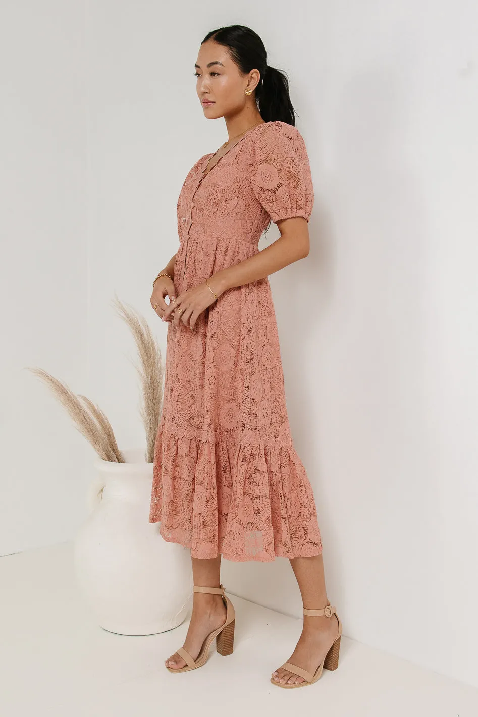 Rowan Lace Dress in Pink - FINAL SALE sold by bohme product image thumbnail 3
