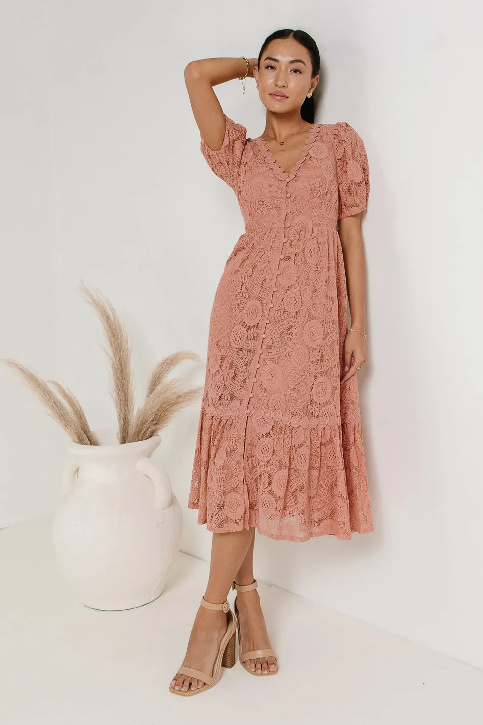 Rowan Lace Dress in Pink - FINAL SALE sold by bohme