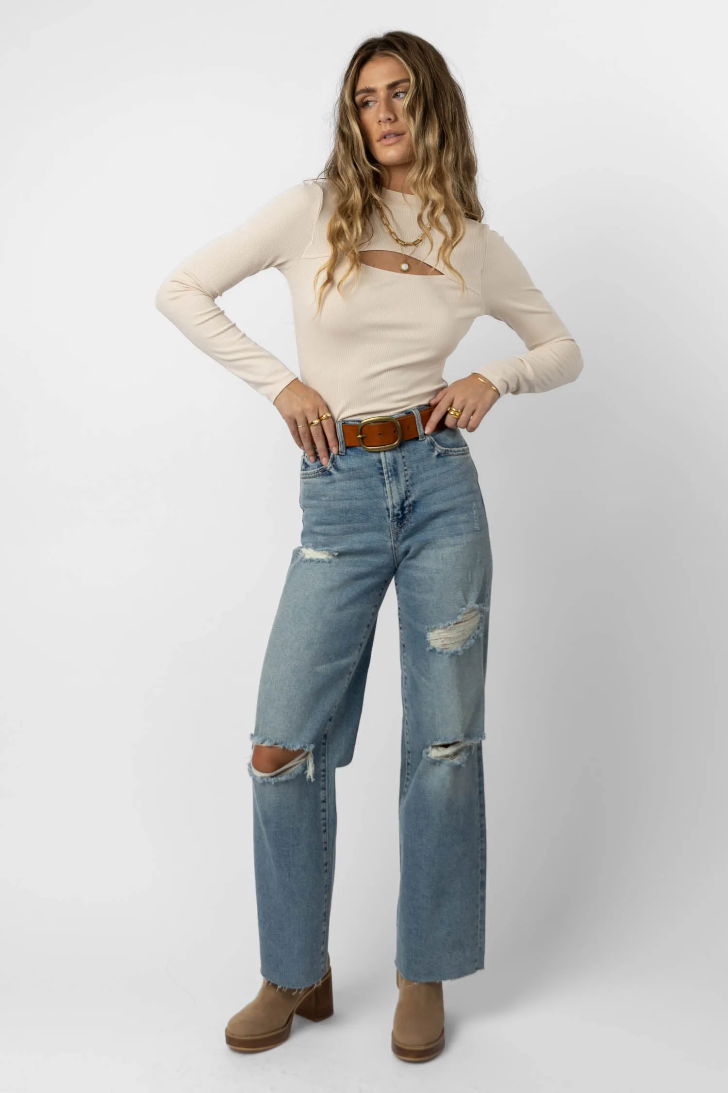 Carly Ribbed Top in Oatmeal - FINAL SALE sold by bohme product image thumbnail 4