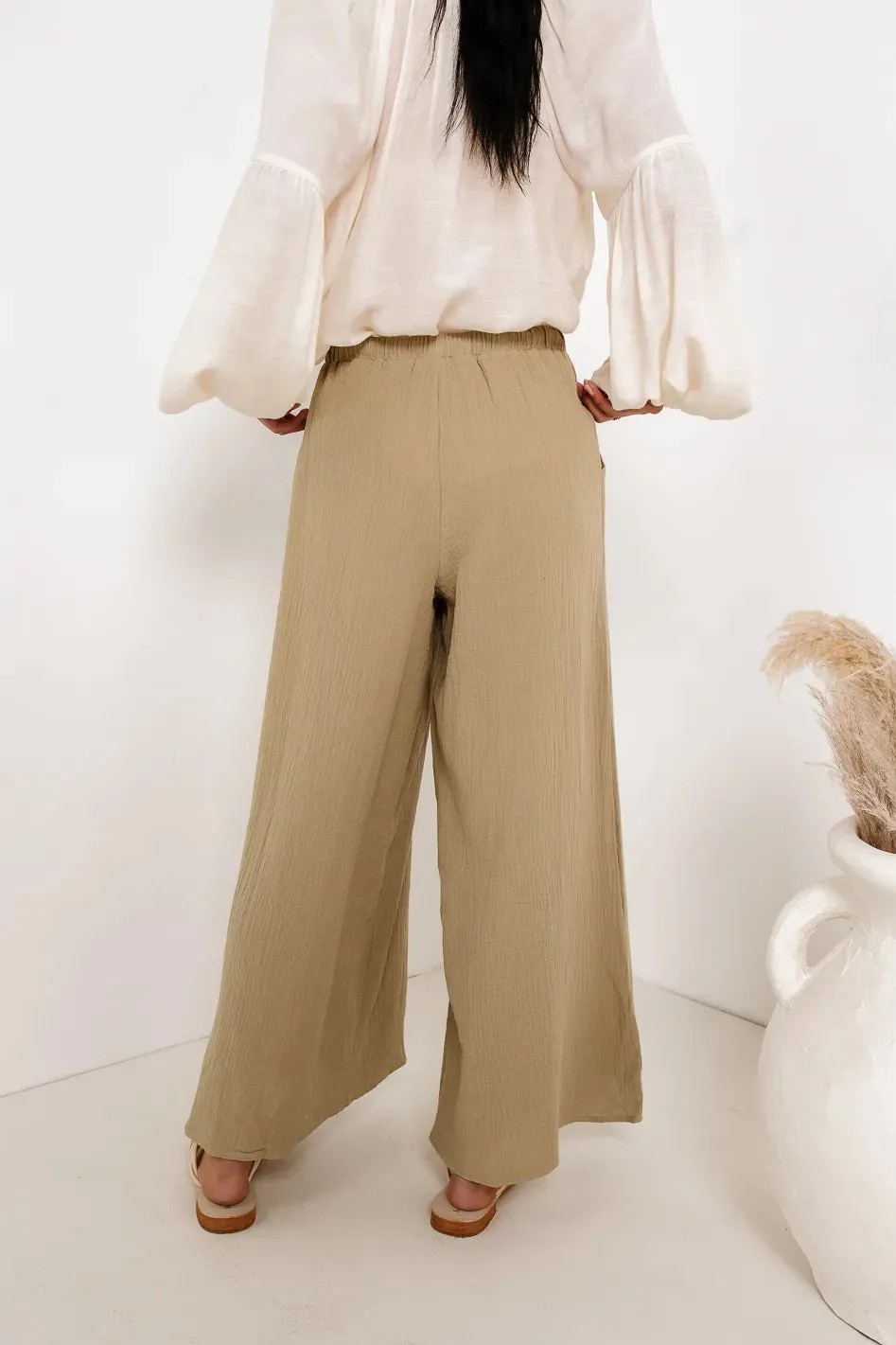 Brandi Wide Leg Pants in Olive - FINAL SALE sold by bohme product image thumbnail 2