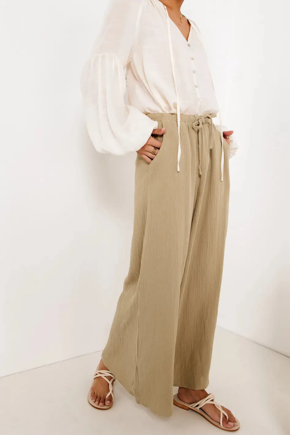 Brandi Wide Leg Pants in Olive - FINAL SALE sold by bohme product image thumbnail 3