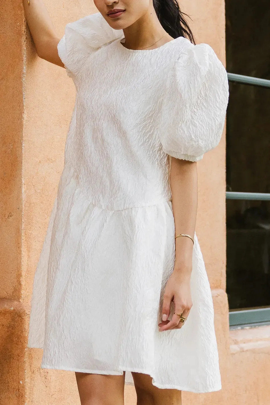 Maison Textured Mini Dress in White - FINAL SALE sold by bohme product image thumbnail 2