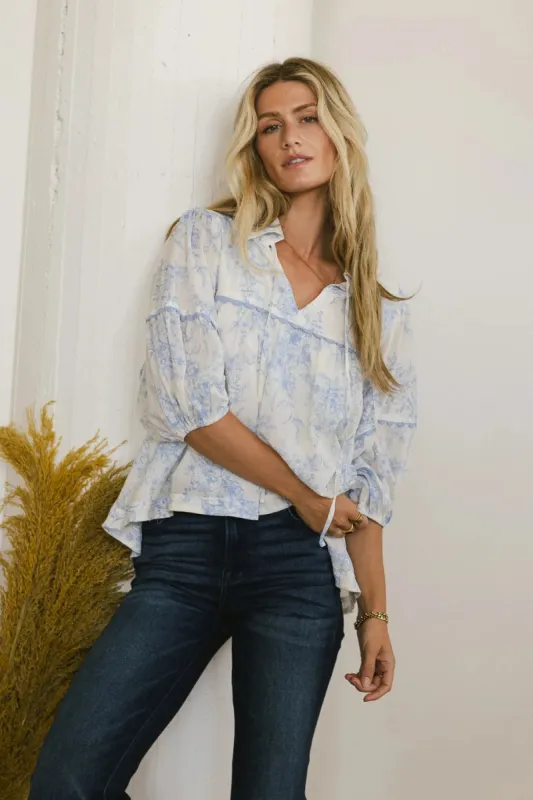 Madison Floral Blouse in Blue - FINAL SALE sold by bohme