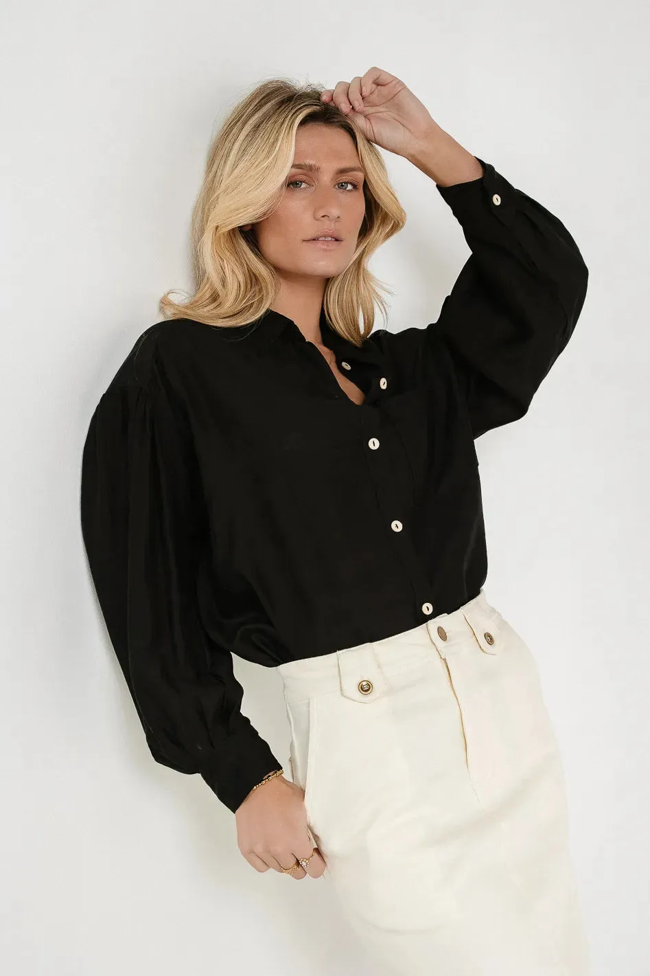 Effie Button Up in Black - FINAL SALE sold by bohme