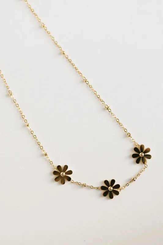 Talia Flower Necklace - Tarnish Free sold by bohme