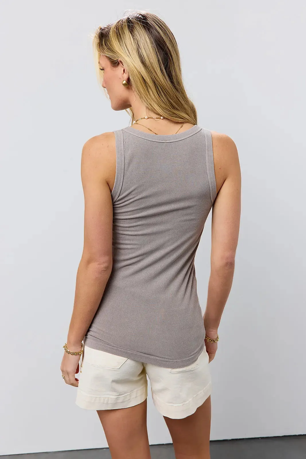 Olivia Ribbed Tank in Grey - FINAL SALE sold by bohme product image thumbnail 3