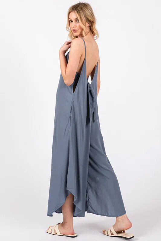 Woven Cami Jumpsuit with Back Self Tie - 23" Inseam sold by BOLD elements product image thumbnail 2