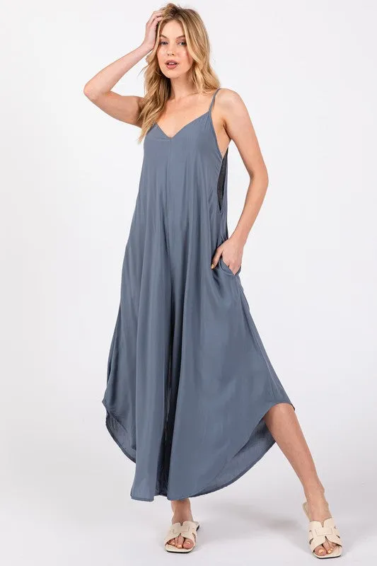 Woven Cami Jumpsuit with Back Self Tie - 23" Inseam sold by BOLD elements product image thumbnail 3