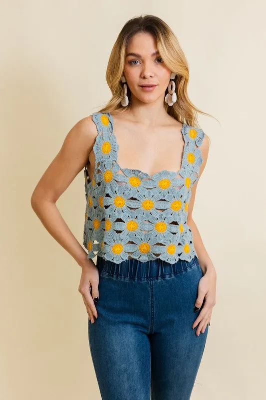 Floral Crochet Sleeveless Top for Women: Daisy Design, Spring Fashion sold by BOLD elements product image thumbnail 2