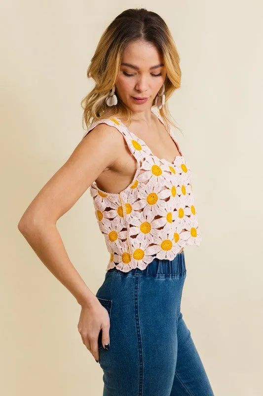 Floral Crochet Sleeveless Top for Women: Daisy Design, Spring Fashion sold by BOLD elements product image thumbnail 3