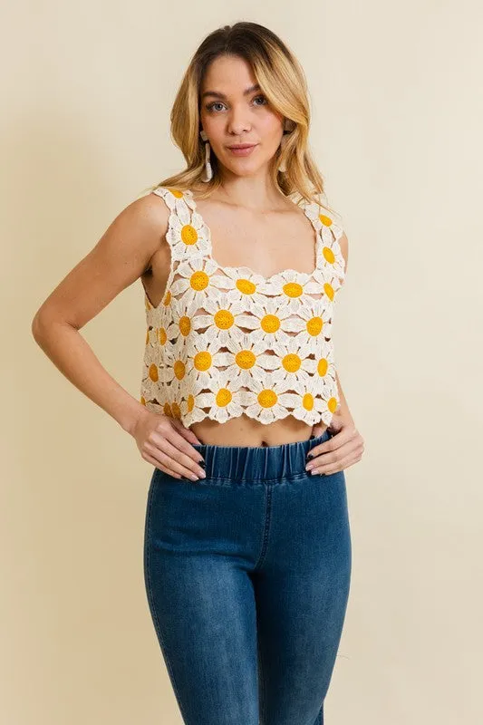 Floral Crochet Sleeveless Top for Women: Daisy Design, Spring Fashion sold by BOLD elements product image thumbnail 4