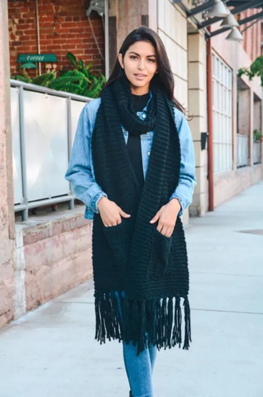 Women's Oversized Two Pocket Tassel Scarf sold by BOLD elements