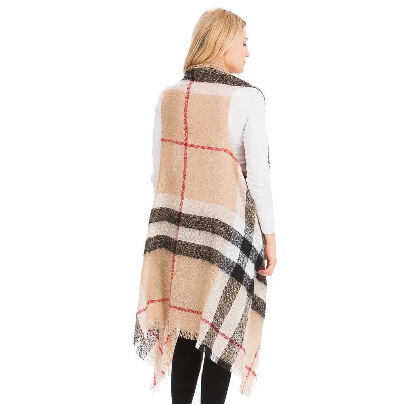 Plaid Fringe Shawl – Stylish and Cozy Women's Wrap sold by BOLD elements product image thumbnail 2