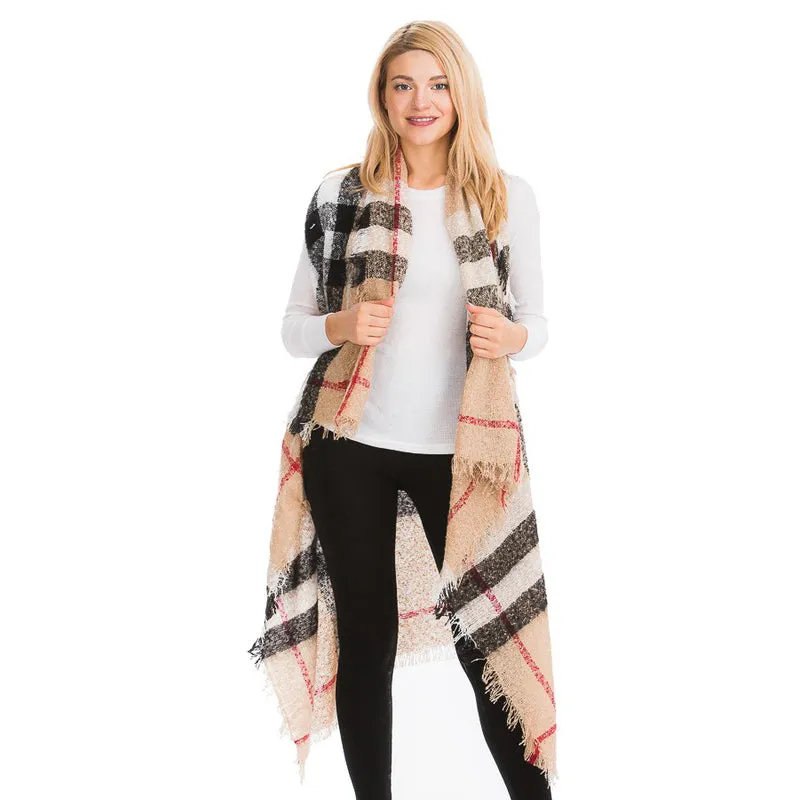 Plaid Fringe Shawl – Stylish and Cozy Women's Wrap sold by BOLD elements product image thumbnail 4
