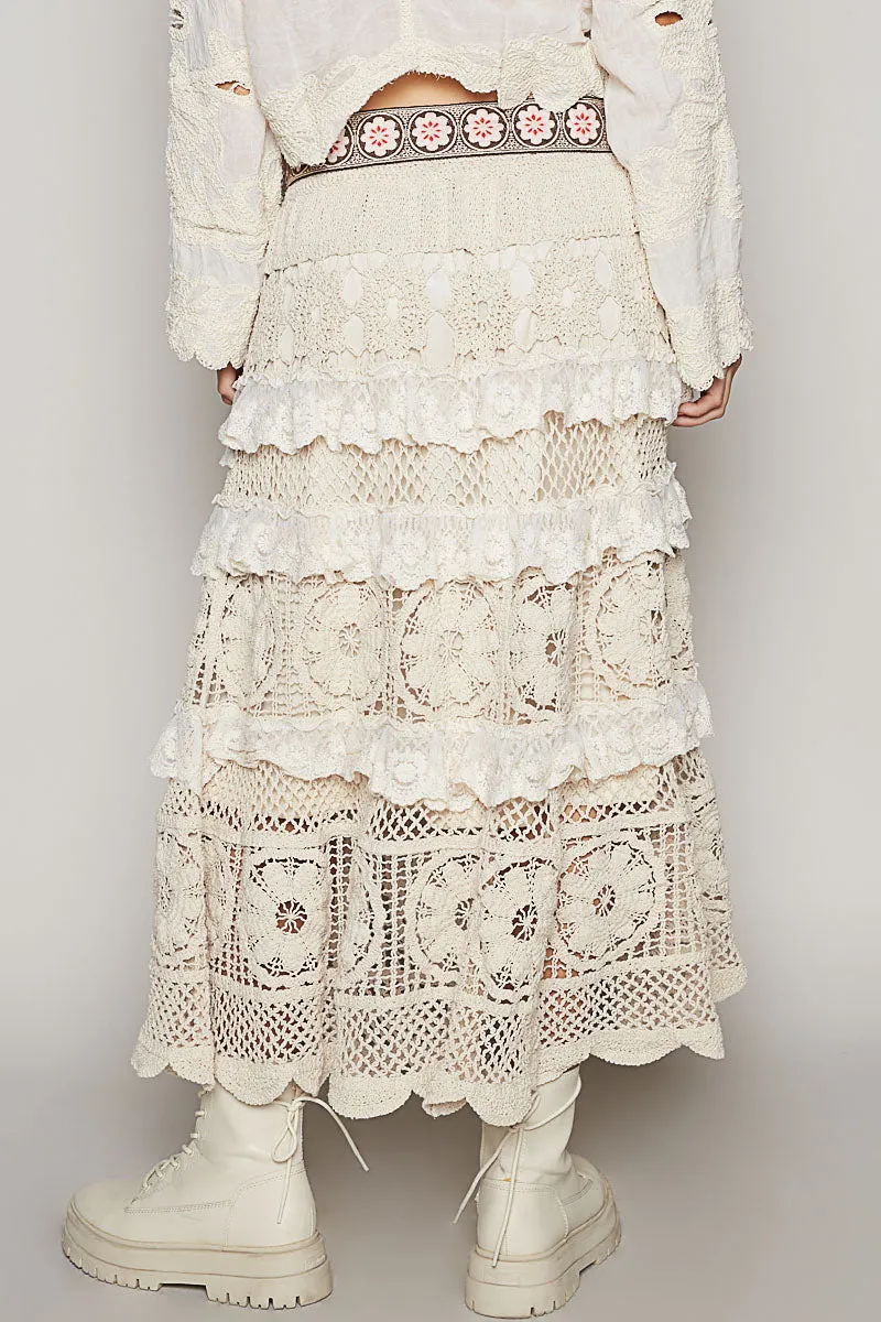 Roomy Fit Crochet Skirt with Stylish Shirred Ruffle Detailing for Effortless Elegance sold by BOLD elements product image thumbnail 3