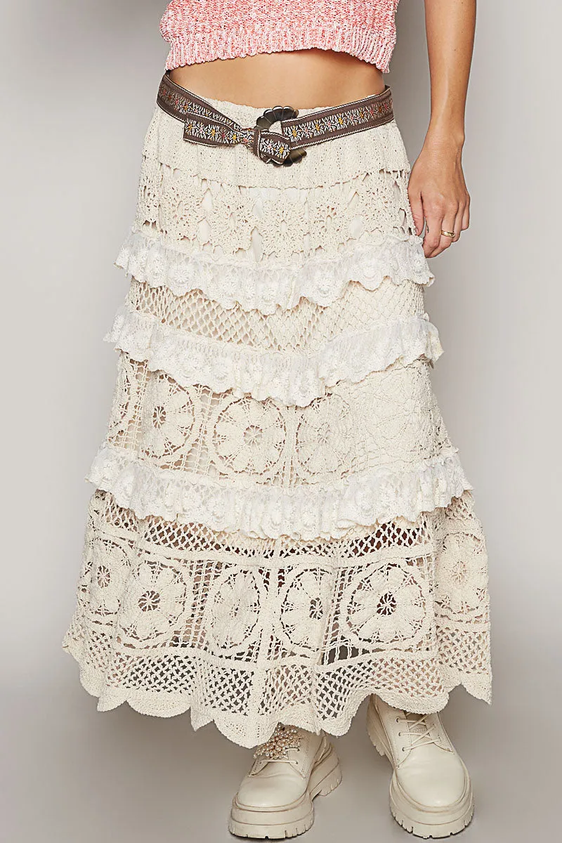 Roomy Fit Crochet Skirt with Stylish Shirred Ruffle Detailing for Effortless Elegance sold by BOLD elements product image thumbnail 4