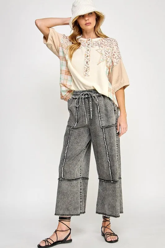 Mineral Washed Wide-Leg Denim Pants for Women – Relaxed Fit Cotton sold by BOLD elements