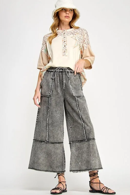 Mineral Washed Wide-Leg Denim Pants for Women – Relaxed Fit Cotton sold by BOLD elements product image thumbnail 3