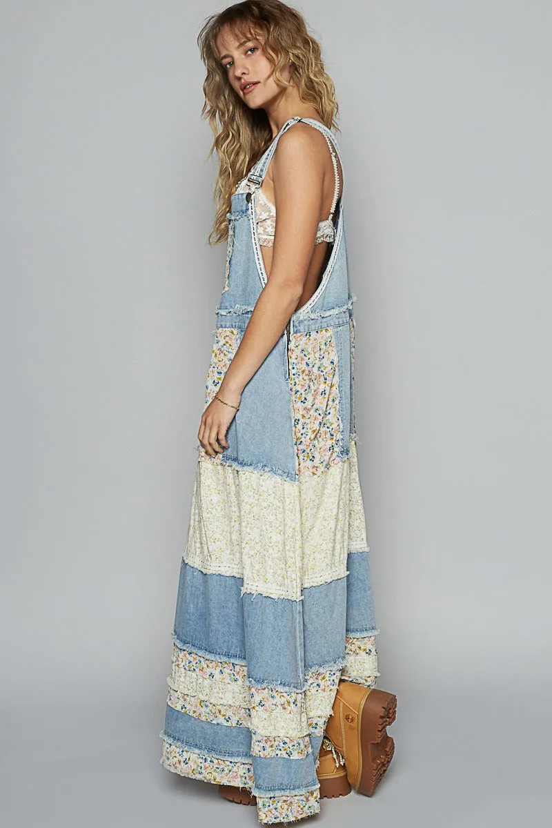 Vintage Floral Denim Midi Dress with Lace Trim sold by BOLD elements product image thumbnail 4