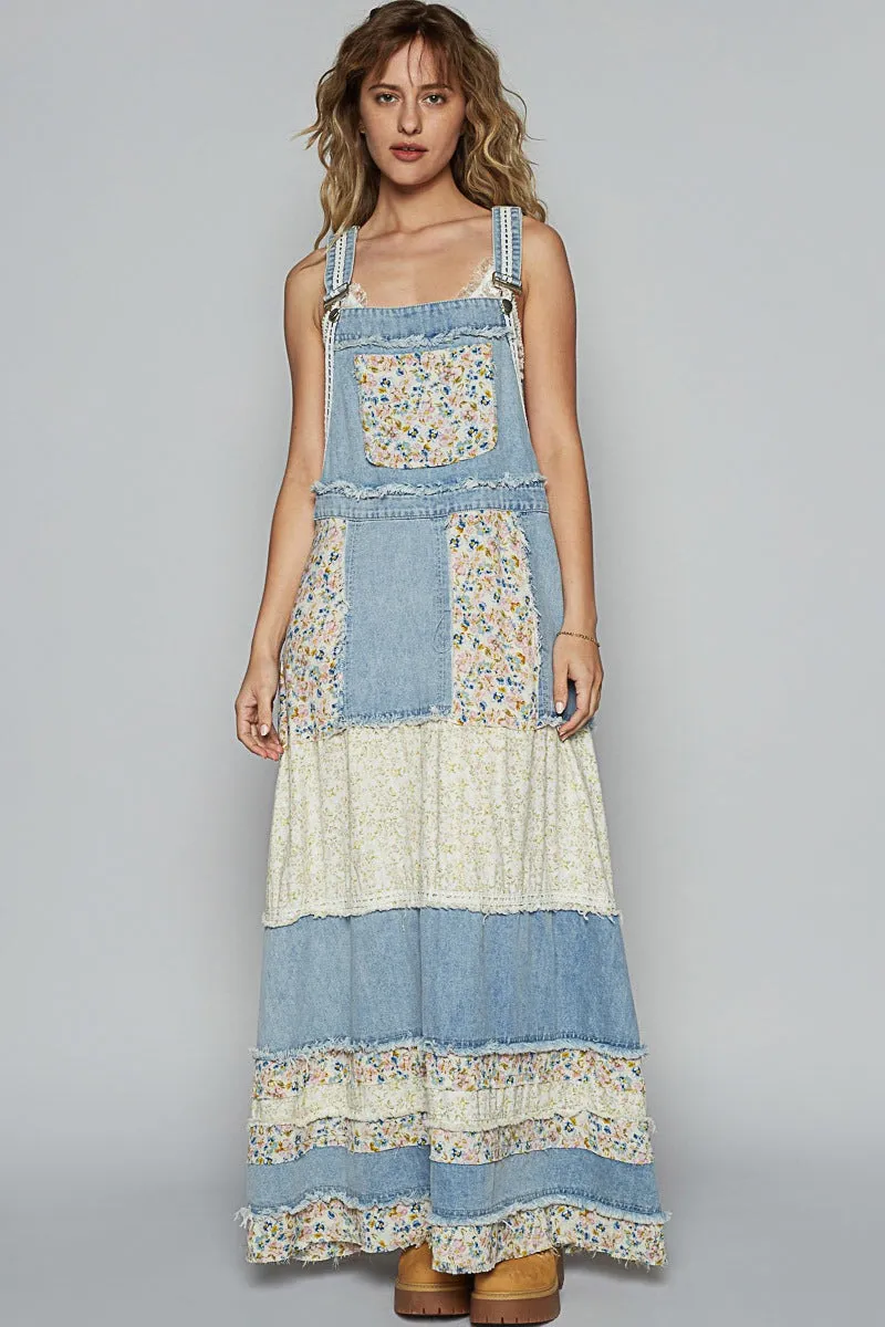 Vintage Floral Denim Midi Dress with Lace Trim sold by BOLD elements product image thumbnail 5