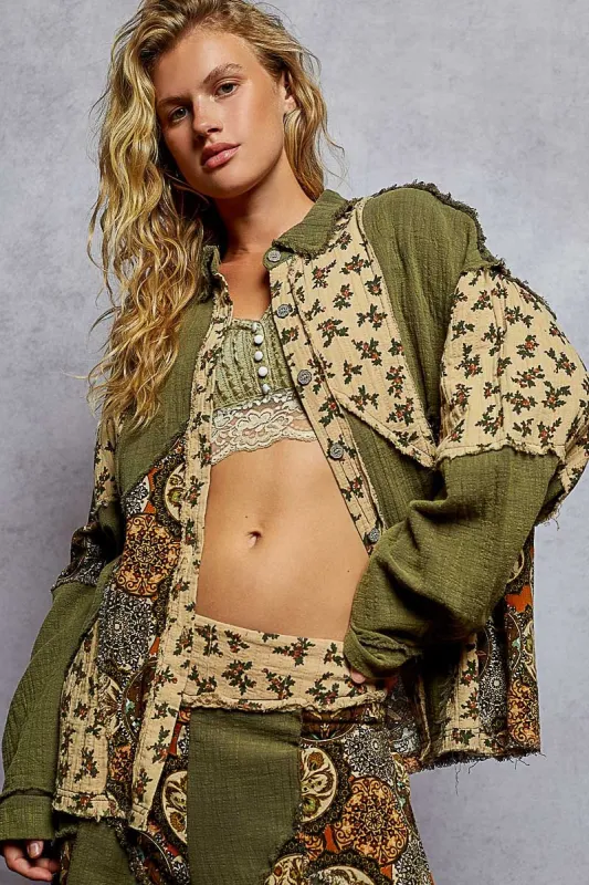 Printed Patchwork Double Gauze Shirt sold by BOLD elements