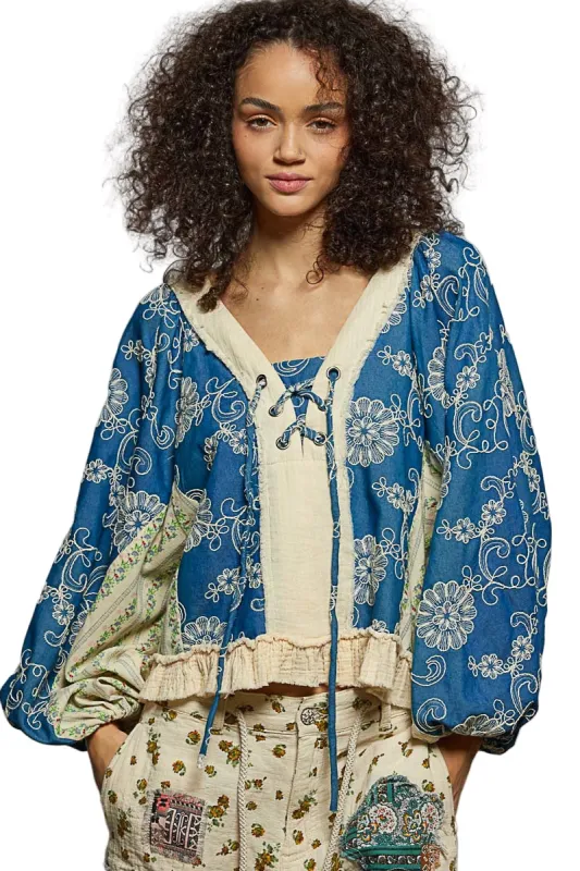 V-Neck Floral Woven Top with Ruffle Hem sold by BOLD elements